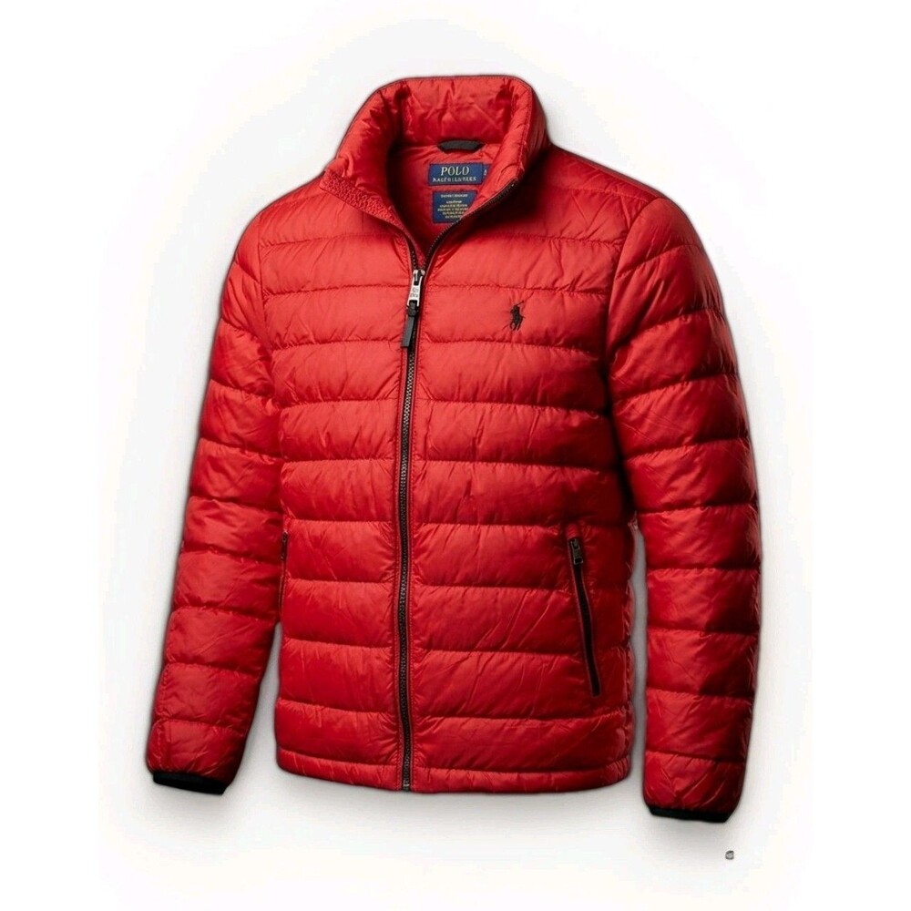 Polo Ralph Lauren Mens Colden Packable Duck Down Puffer Jacket Red Small S EUC